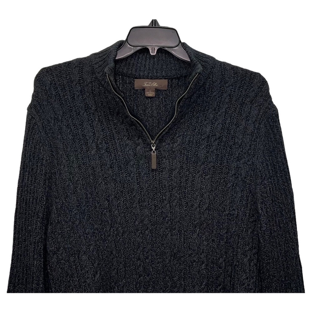 Tasso Elba Sweater Men’s Size L Heather Gray Quarter Zip Long Sleeve - Picture 3 of 6